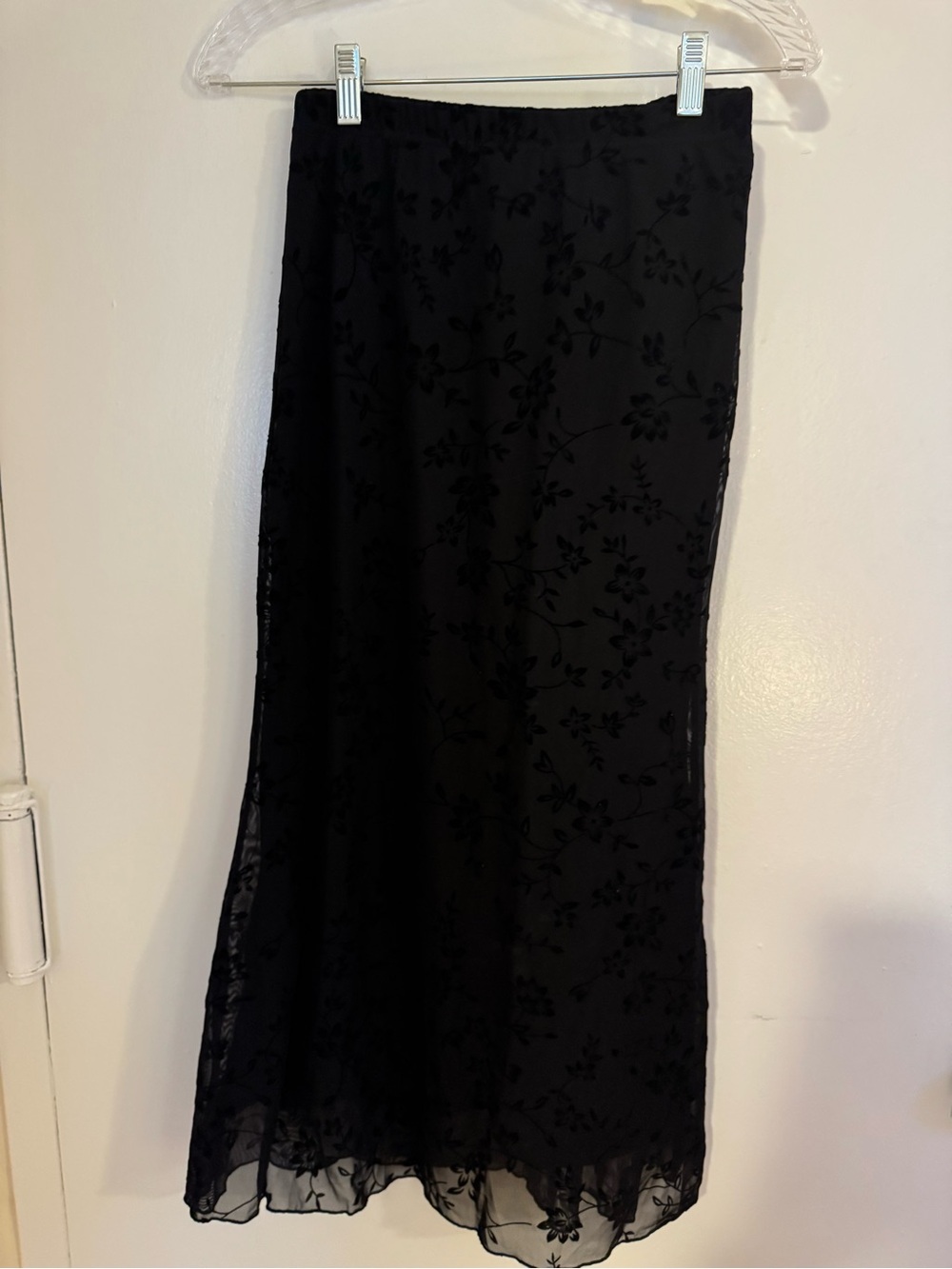 Black Floral Burnout Maxi Skirt - Women